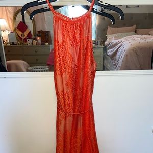 Red/orange lace dress